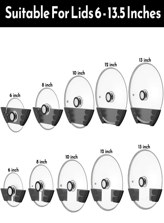 Niceyos Universal Adjustable Pot Lid Holder Organizer for Cabinet - Upgraded Patented Niceyos 4 Pack Pan Lids Organizers Inside Cabinet Door Wall Mount Pots Top Rack for Kitchen Cupboard Fit 6" to 13" (Black) - Image 2